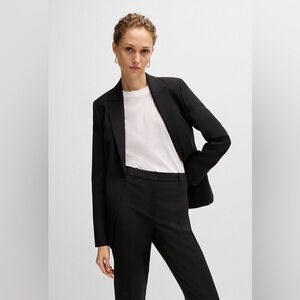 AK Anne Klein Single Breasted Black Blue Modern Blazer Jacket Size 6 Petite